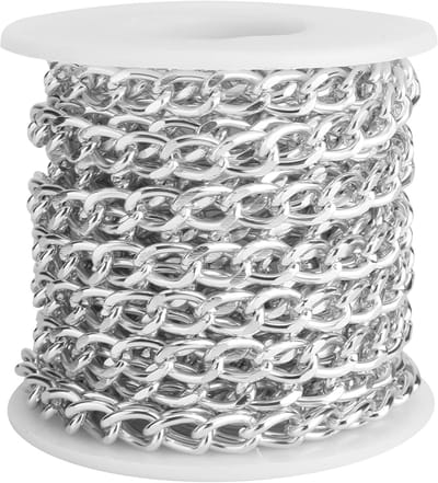 5 m / rol schakelketting zilver aluminium pantserkettingen met spoel, 10 x 6,5 x 1,8 mm vacuümcoating herenketting halsketting voor mannen mannen doe-het-zelf armband ketting sieraden maken