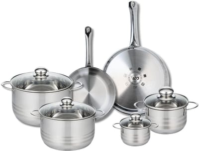 Set van 2 Koekenpannen 24 en 28 cm en 4 kookpotten 12, 16, 20 en 24 cm Elo Profi Brillant