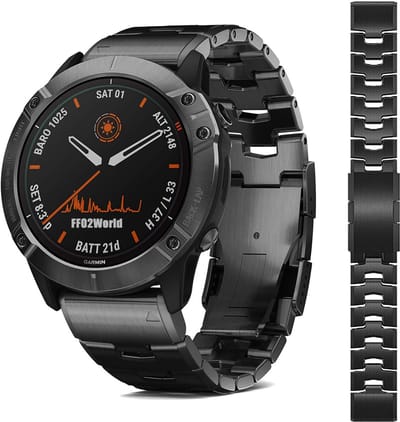 Stravo Titanium bandje geschikt voor Garmin Fenix 5x (Plus) / Fenix 6x (Pro) / Fenix 7x (Pro - Solar - Sapphire) / Fenix 8 - 51mm / Enduro 1-2-3 / Quatix 6x-7x - Quickfit 26mm band voor Garmin smartwatches - Horlogebandje - Zwart