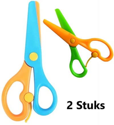 Set Van 2 Kleurrijke Kinderscharen I DYI Schaar I Papierschaar I Veilige Met Afgeronde Puntbladen I RVS/Kunststof I Kleur Assorti