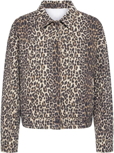Studio Untold - Dames - Luipaard-blouson oversized overhemdkraag - Lichtchampagne - Maat 58+