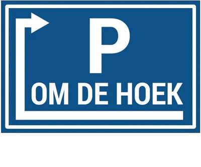 Parking links om de hoek bord | gecoat dibond materiaal | 30 x 20 cm