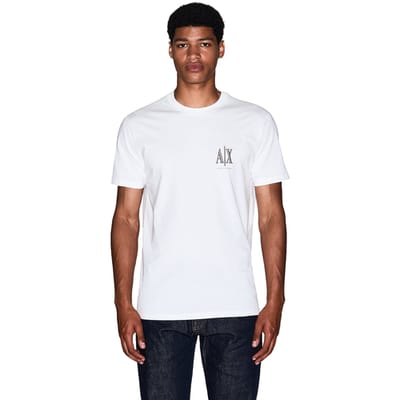 Printed Round Neck Short Sleeve T-shirt - White Shirts