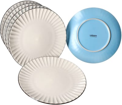 Set van 6 OSITA LIGHT BLUE dinerborden voor 6 personen gemaakt van steengoed - 674480