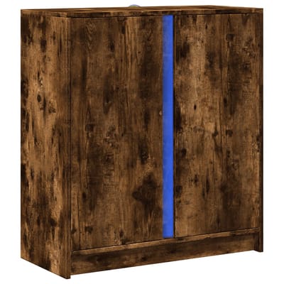 vidaXL - Dressoir - met - LED - 77x34x85 - cm - bewerkt - hout - gerookt - eikenkleurig