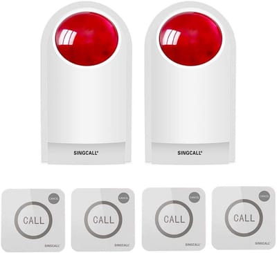 Draadloos SOS Alarm Systeem met Luide Stroboscoop Sirene en Noodknoppen voor Thuiszorg