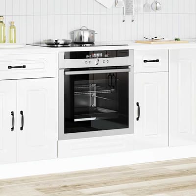 vidaXL - Ovenkast - Kalmar - bewerkt - hout - hoogglans - wit