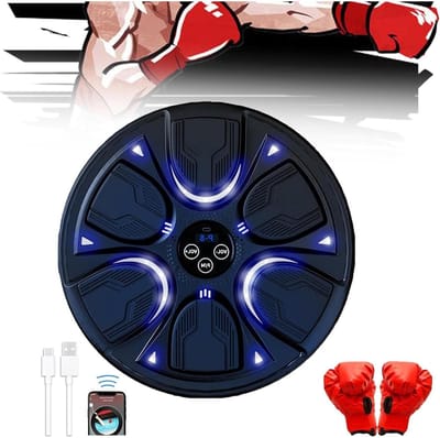 Slimme Muziek Boksmachine - Wand Bokstrainer - Thuis Fitness - Bluetooth Muziek Integratie - 42.5 cm - Zwart