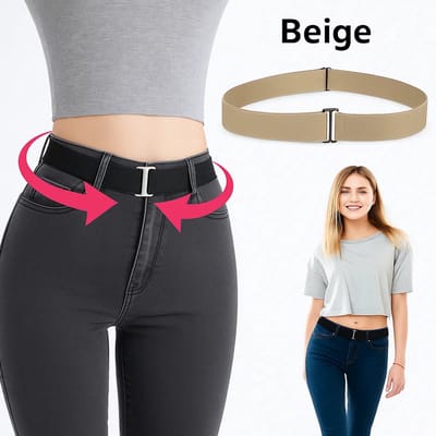 Veelzijdige & Comfortabele Elastische Tailleriem Zonder Gesp I Stretchriem Voor Vrouwen I Riem Dames I Onzichtbare Riem I 60-90 CM I Beige