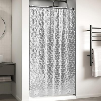 Famanu – Douchegordijn 120 x 200 cm – waterdicht antibacterieel met verzwaarde zoom + 8 ringen