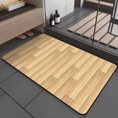 Eenvoudige Houtnerf Diatomeeënaarde Vloermat Toilet Badkamer Antislipmat Huishoudelijke Badkamer Deur Absorberende Mat 50 * 80cm