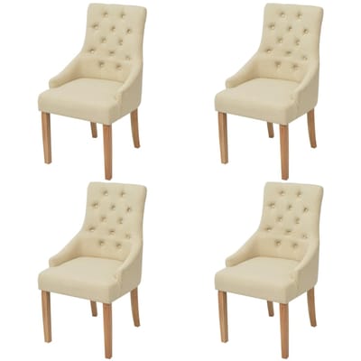 vidaXL - Eetkamerstoelen - 4 - st - stof - crèmekleurig