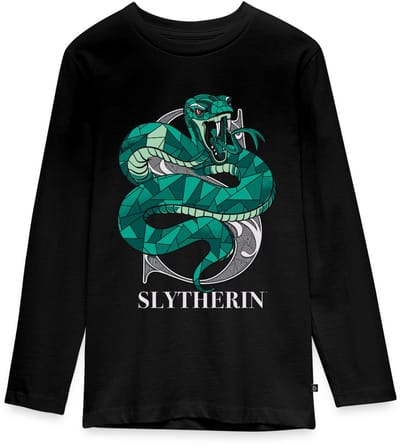 Harry Potter Slytherin Coat of Arms Monochrome Premium T-Shirt Tiener Lang