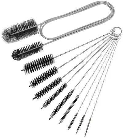 Dailygoods- Afvoerborstel 10 Stuks - Flexibele Rietreinigingsborstelset - Slangborstel - Nylon Reinigingsborstel - Roestvrij Staal - Geschikt voor Thuisgebruik