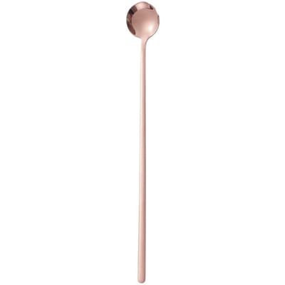 Cuillère à glace à long manche Cuillère à mélanger pour café et thé Ensemble de couverts en acier inoxydable noir et doré Vaisselle Ensemble de couverts de cuisine rose vif