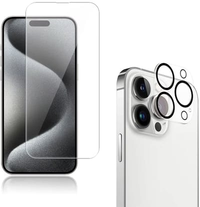 Screenprotector en Camera Glas Lens Protector voor iPhone 15 Pro Max - 2-in-1 Set 9H Gehard Beschermglas - Extra Gehard HD Transparant en Krasbestendig - Full Cover Tempered Glass Screen Cover