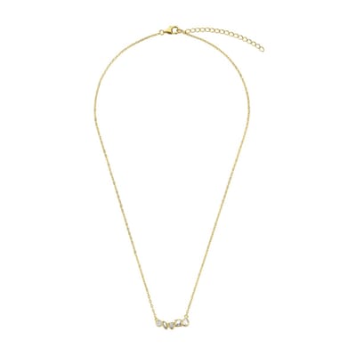 New Bling - 9NB-1568 - 925 zilveren ketting met witte stenen - 40+5 cm - goudkleurig