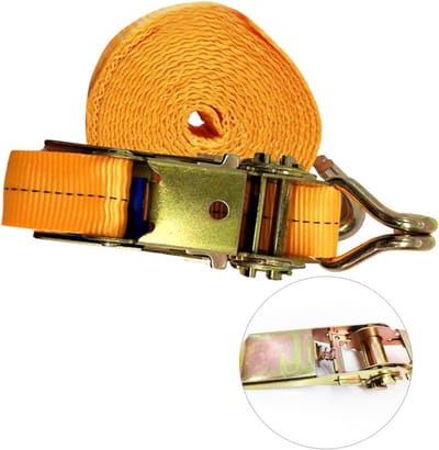 Spanbanden Set - Ladingbinders Bevestigingsriemen - Vracht Vervoeren - Versterkte Stalen Haak - 600x2.5CM - Oranje