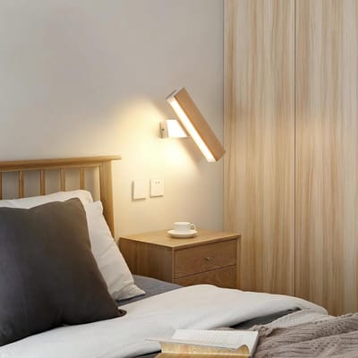 Wandlamp - 21cm - Klein - LED - 4W - 400LM - Houten - 360° Draaibaar - 3000K - Warm Wit Licht - Voor Woonkamer, Slaapkamer, Gang, Trap