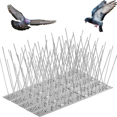 Famanu – Verpakking met 10 duivenspiesen - 3,3 meter lang - duivenafweer - duurzaam roestvrij staal - eenvoudig te installeren op balkon - dak of tuin - effectief voor preventie van ongewenste vogels