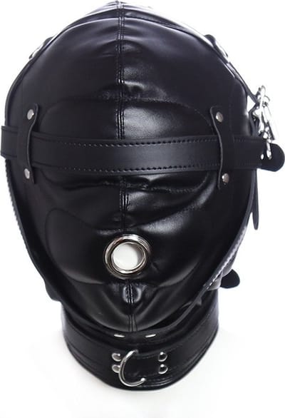Nooitmeersaai - PU leren hoofdmasker met mondgat en hangslot