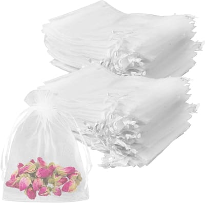 Zachte Organza Zakjes 9 x 12 cm, Semi-Transparant met Koordsluiting voor Sieraden, Snoep, Zeep en Decoratie, Verpakt per 100 Stuks