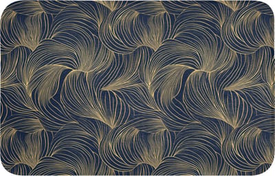WC mat 80x50 cm - Antislip - Abstract - Lijnen - Blauw - Goud - Toiletmat - Vloermat - Douchemat - Toilet tapijt - Toiletmatten