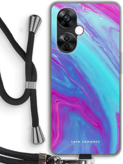 Case Company® - Hoesje met koord geschikt voor OnePlus Nord CE 3 Lite hoesje met Koord - Zweverige regenboog - Telefoonhoesje met Zwart Koord - Bescherming aan alle Kanten en Over de Schermrand