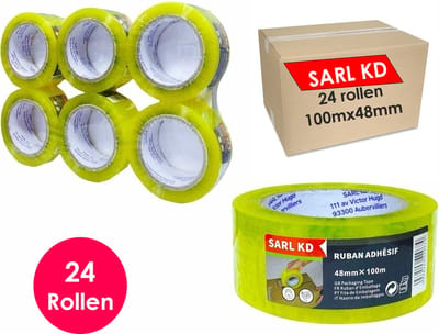 Verpakkingstape - 24 rollen - Ultra Sterk - Transparant tape- 100mx48mm - Polypropylene stevige plakband - SARL KD®