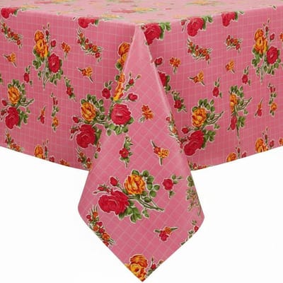 Protecttable - Rond Mexicaans tafelzeil Rosedal roze ⌀118cm - Tafelkleed Afwasbaar - Kunststof