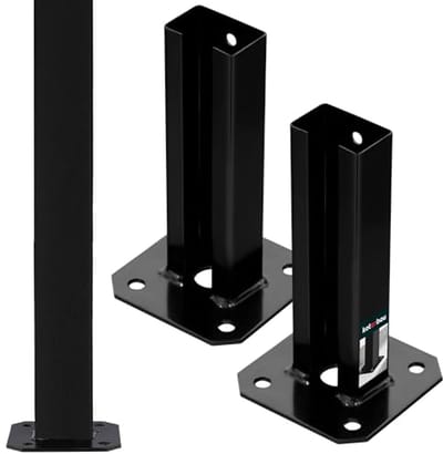 KOTARBAU® 2 Stuks Paalhouder, Poedergecoat Staal, Paalvoet, 60 x 40 mm, om te Schroeven, Zwart, Paalsteun, Weerbestendig