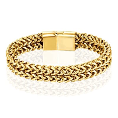 Sorprese armband - Retro - 23 cm - Schakel - RVS - Goudkleurig - armband heren & dames - magnetische sluiting - cadeau - Model T