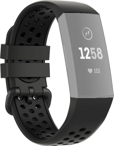 Finnacle - Siliconen Sportbandje - Geschikt voor FitBit Charge 3 - Zwart Bandje"