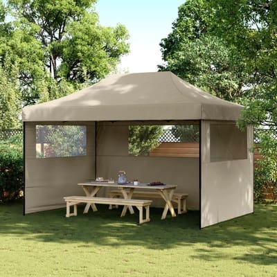 Opvouwbare Partytent - Pop-up Paviljoen - Buitenfeesten Organiseren - Waterdicht UV-beschermend - 3 Wandig - Taupe