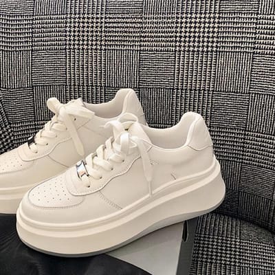 Leren Boardschoenen Dames Vroege Lente Nieuwe Dikke Zool Verhogende Witte Schoenen Damesschoenen Casual Schoenen Damessportschoenen 40
