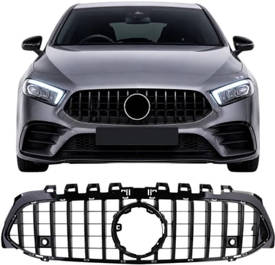 Grill Geschikt voor Mercedes A-Klasse W177/V177 Facelift (2018-2023) – Glans Zwart – Zonder Frontcamera