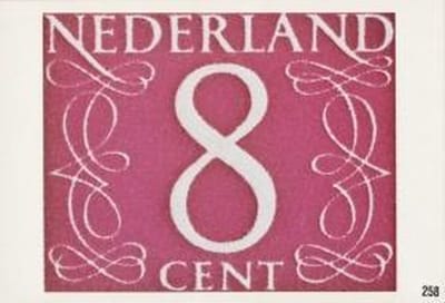Briefkaart met afbeelding Cijfer 8 postzegel