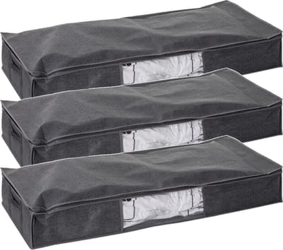 5Five Dekbed/kussens opberghoes - 3x - antraciet grijs - met vacuumzak - 100 x 45 x 15 cm
