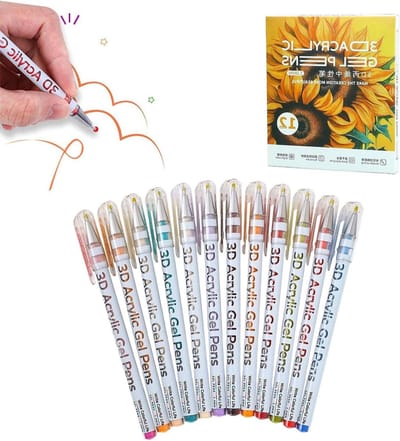 Acrylgel pennen - Creatieve stiften - Decoreren en tekenen - Op waterbasis - 12 kleuren - Multicolor