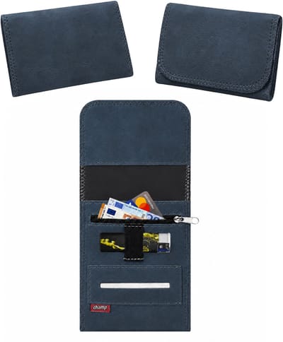 Champ Shag Etui - Tabak Etui - Kunstleer - 3 Vakken - Aanstekerhouder - Blauw