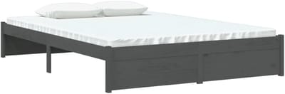 Houten Bedframe - Ledikant Massief - Slaapkamer Inrichten - Massief Grenenhout - 140x200 cm - Grijs