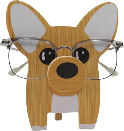 Houten Brilhouder Dier - Brillenstandaard Spectakelrek - Bureau Decoratie - Handgesneden Hout - 10 mm dik - Corgi