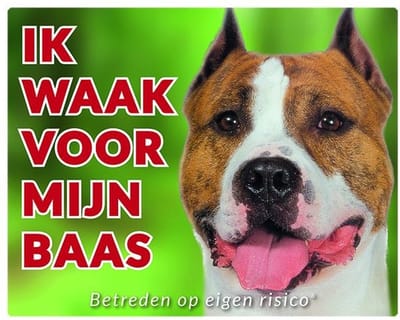 American Staffordshire Terrier Waakbord - Ik Waak