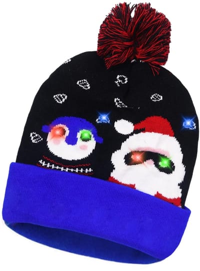 Dailygoods - Kerstmuts - LED-kerstmuts voor volwassenen - Warme wintermuts - Lichtgevende kerstmuts - Perfect voor kerstfeest - Geschikt voor dames, h...
