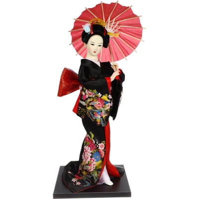 Woondecoratie Houten Dienblad Aziatisch Feestbeeld Geisha Beeld Zijden Dame (as the picture,28.5x12.5cm)