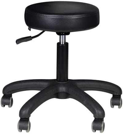 Kapperskruk Verstelbaar met Wielen Zwart – Eco Leder – Hydraulische Salonkruk voor Beauty, Kapper & Nagelstudio AM-303-2
