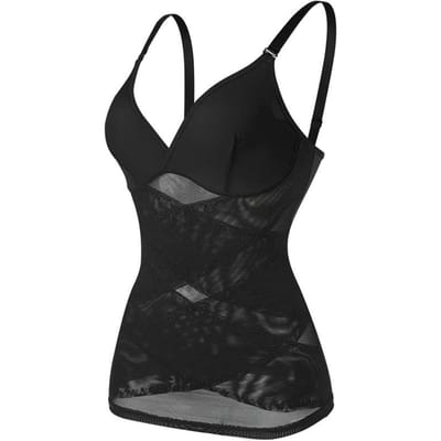 Missmoly Dames Ingebouwde BH Shapewear Camisole Buikcontrole Body Shaper Afslankende Onderkleding Compressie Korset Bustier Tanktops S black