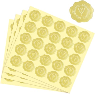 Dailygoods- Waszegels 100 Stuks - Hartvormige Zegelstickers - Zelfklevend - Decoratie voor Uitnodigingen - Gouden Zegels - 3,8 cm Groot