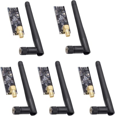 Draadloze RF Transceiver Module met SMA Antenne 2.4G 1100m voor Arduino - 5 Stuks, Ideaal voor IoT en Communicatieprojecten