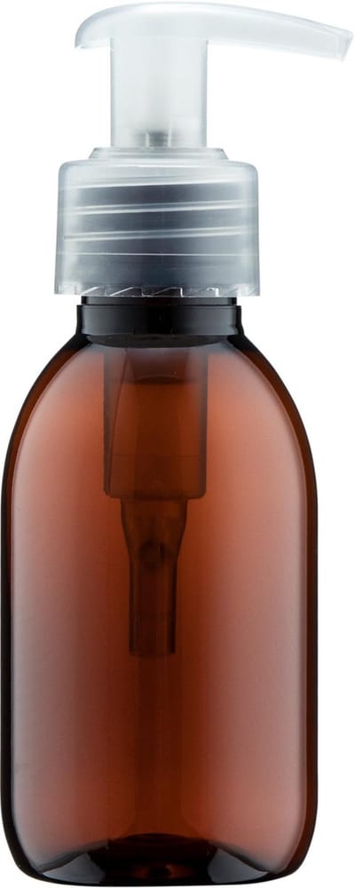 Lege Plastic Fles 125 ml PET Amber bruin - met transparante pomp - set van 10 stuks - navulbaar - Leeg